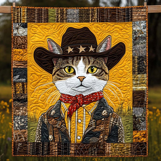 Cowboy Kitty Quilted Blanket