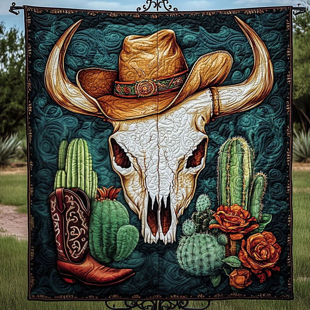 Cowboy Skull Quilted Blanket