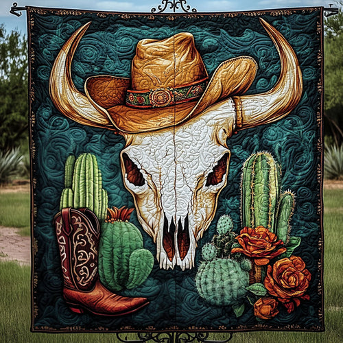 Cowboy Skull Quilted Blanket