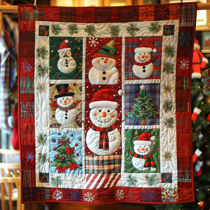 Cozy Christmas Snowman Quilted Blanket