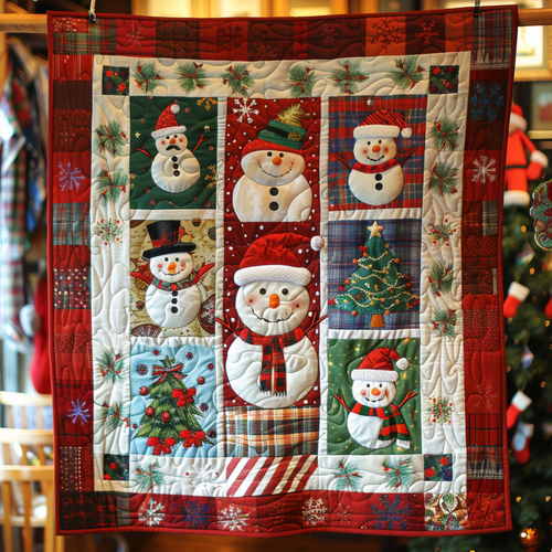 Cozy Christmas Snowman Quilted Blanket