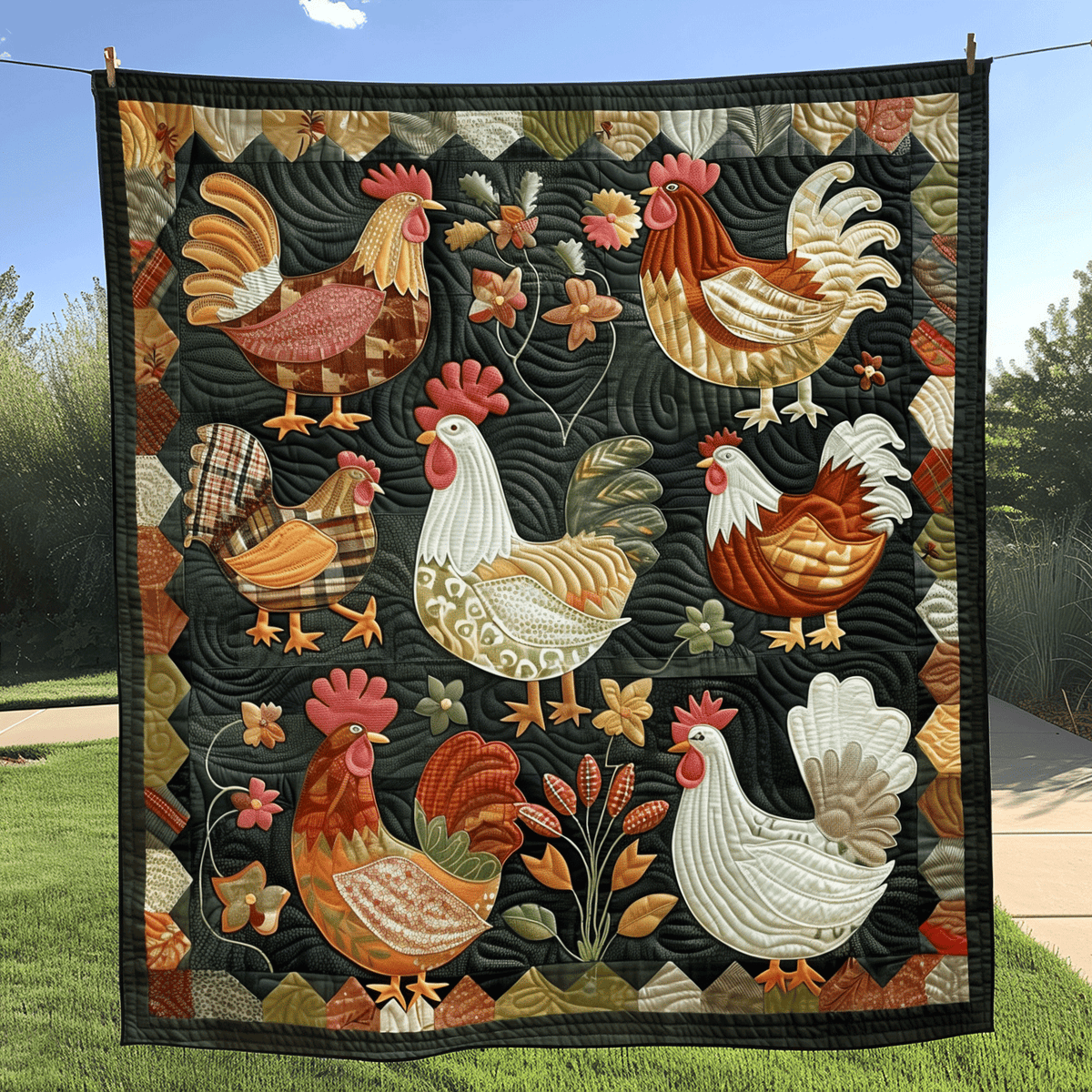 Cozy Henhouse Quilted Blanket