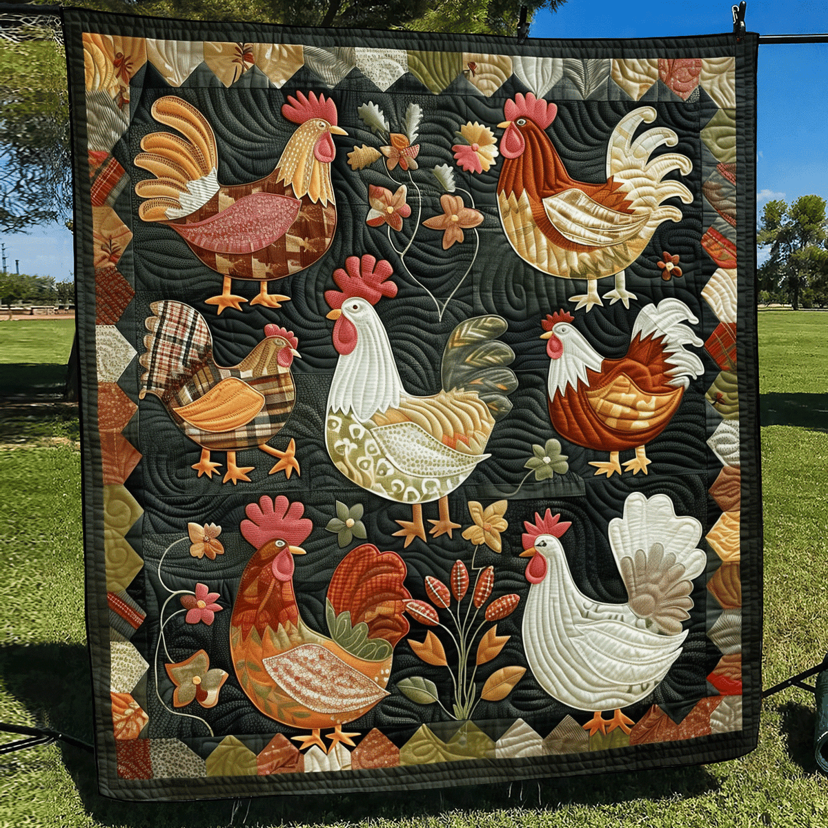 Cozy Henhouse Quilted Blanket