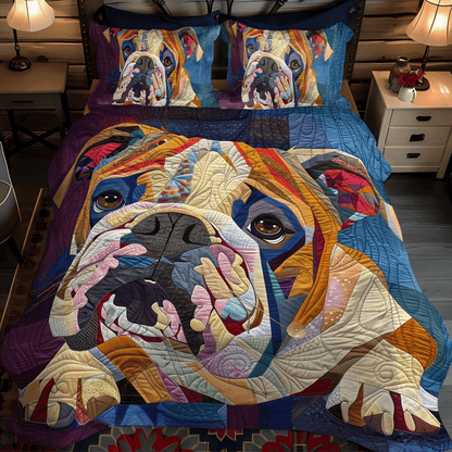 Cozy Bulldog 3-Piece Quilted Bedding Set