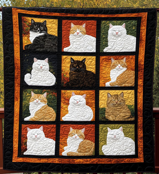 Cozy Cat Christmas Quilted Blanket