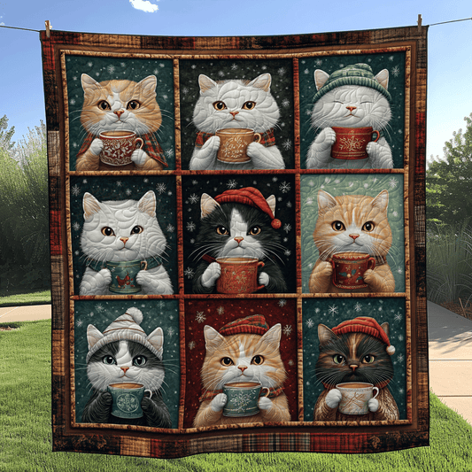 Cozy Christmas Cats Quilted Blanket