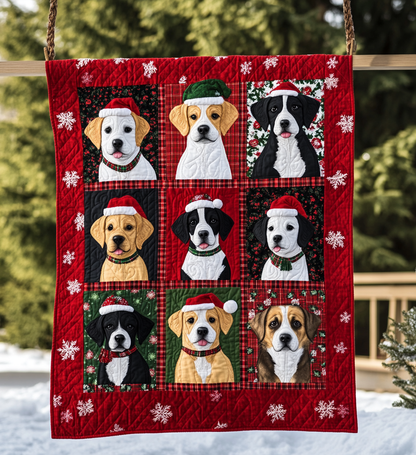 Cozy Christmas Puppies Quilted Blanket