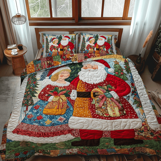 Cozy Christmas Santa 3-Piece Quilted Bedding Set