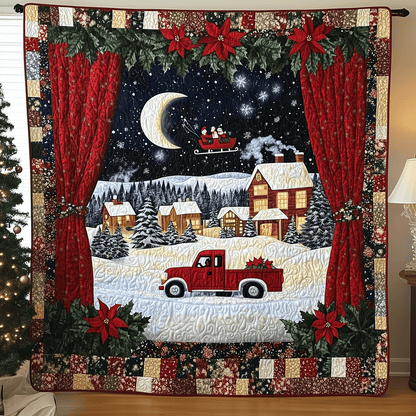 Cozy Christmas Village Quilted Blanket