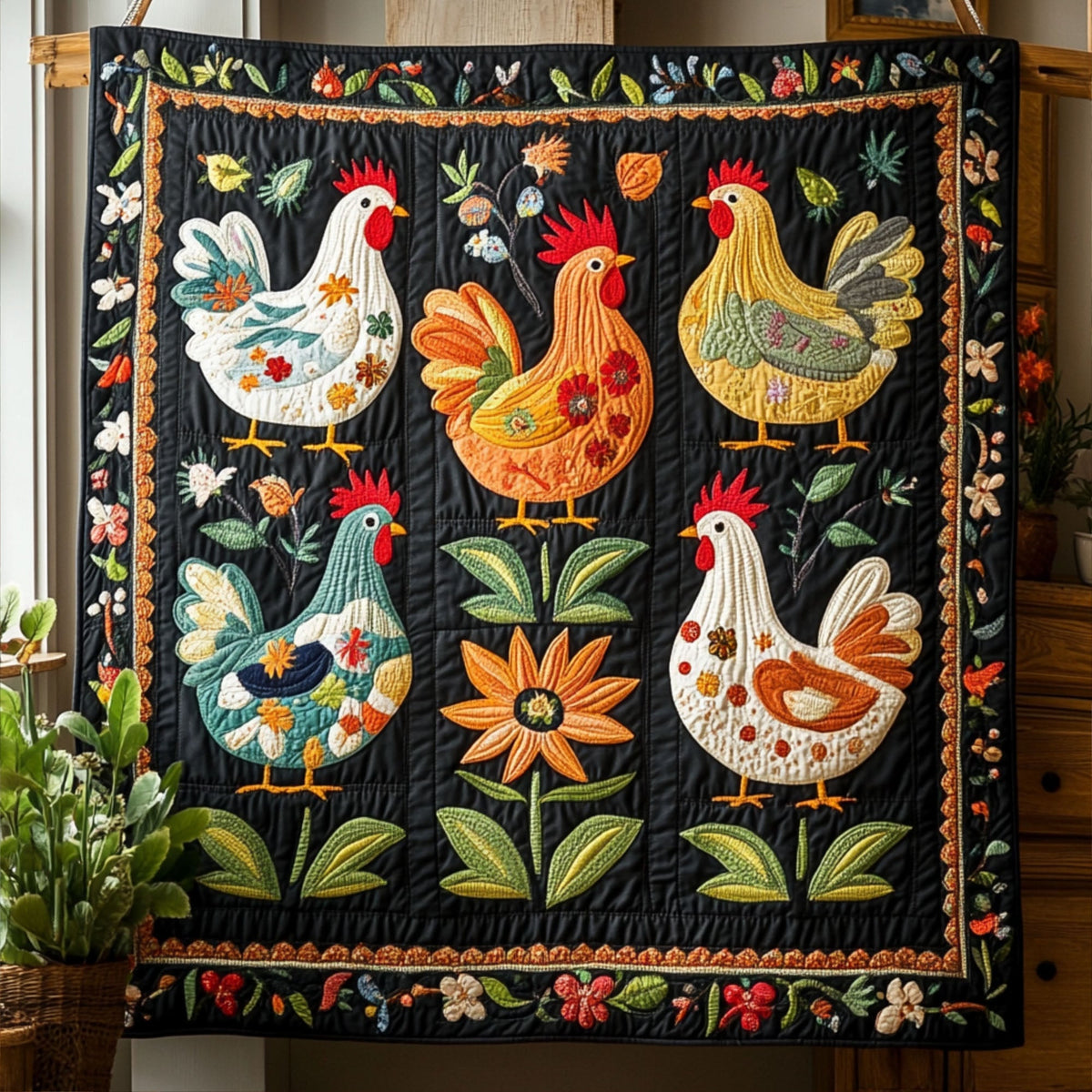 Cozy Cluck Quilted Blanket