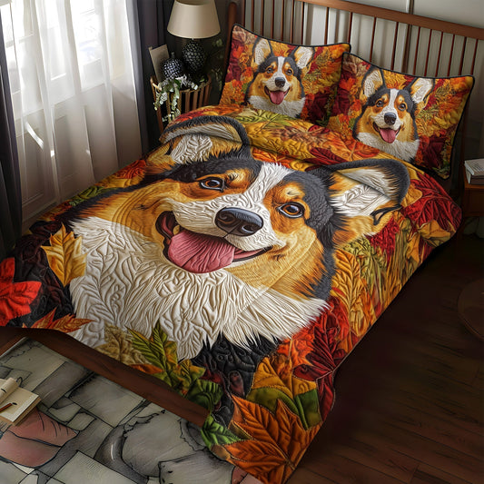 Cozy Corgi 3-Piece Quilted Bedding Set