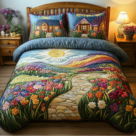 Cozy Cottage Walk 3-Piece Quilted Bedding Set