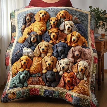 Cozy Dachshund Dreams Quilted Blanket