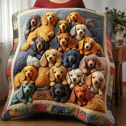 Cozy Dachshund Dreams Quilted Blanket