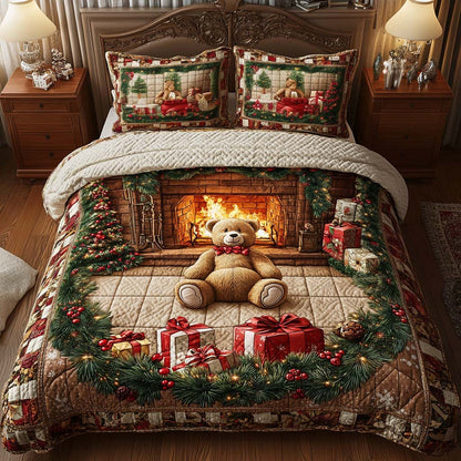 Cozy Fireplace 3-Piece Quilted Bedding Set