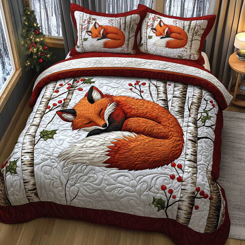 Cozy Fox Den 3-Piece Quilted Bedding Set