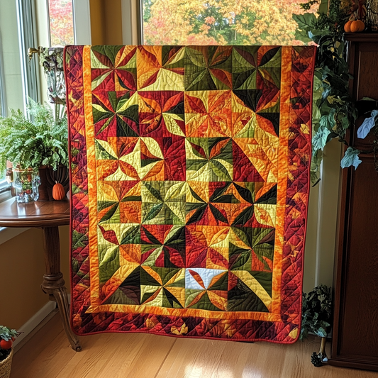 Cozy Maple Leaves Thanksgiving Quilted Blanket