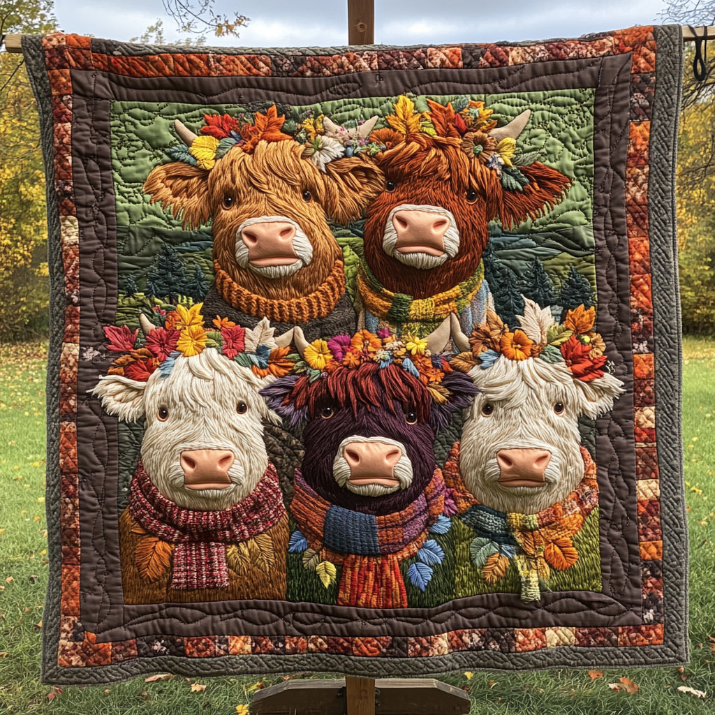 Highland Cow Quilted Blanket