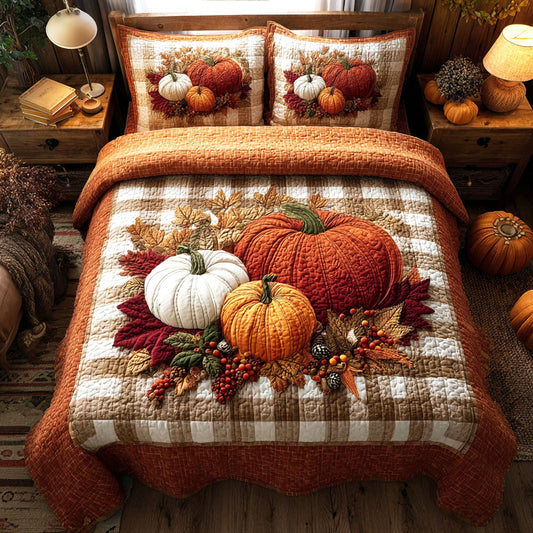 Cozy Pumpkin Nest 3-Piece Quilted Bedding Set