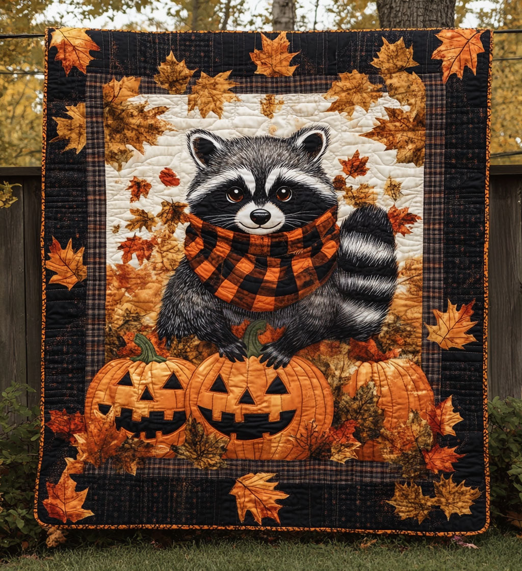 Cozy Raccoon Quilted Blanket