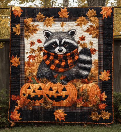 Cozy Raccoon Quilted Blanket
