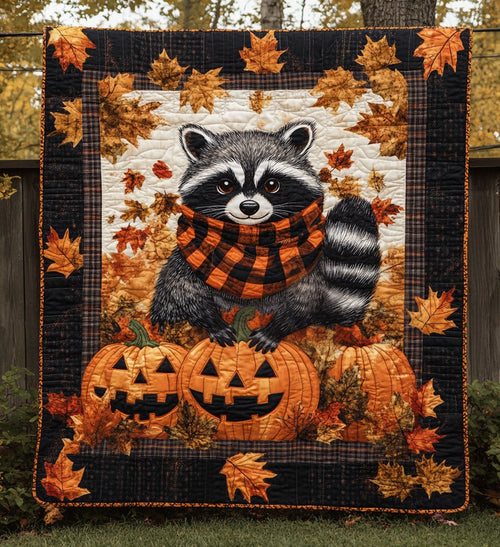 Cozy Raccoon Quilted Blanket