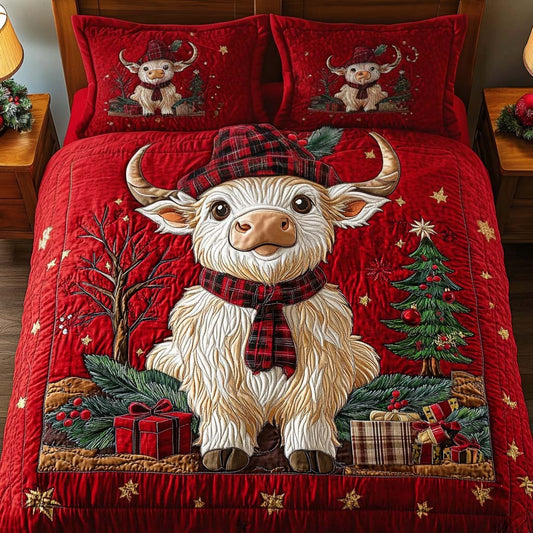 Cozy Red Plaid 3-Piece Quilted Bedding Set