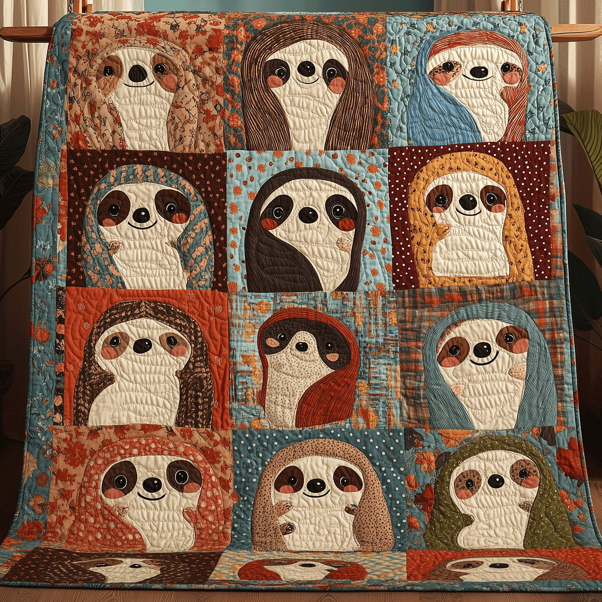 Cozy Sloth Friends Quilted Blanket