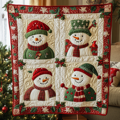 Cozy Snowman Quilted Blanket