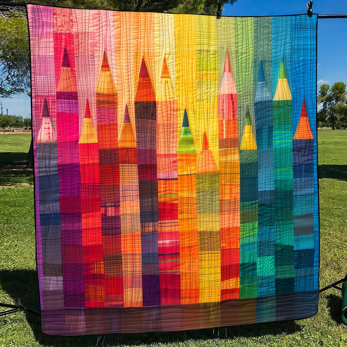 Crayon Kaleidoscope Quilted Blanket