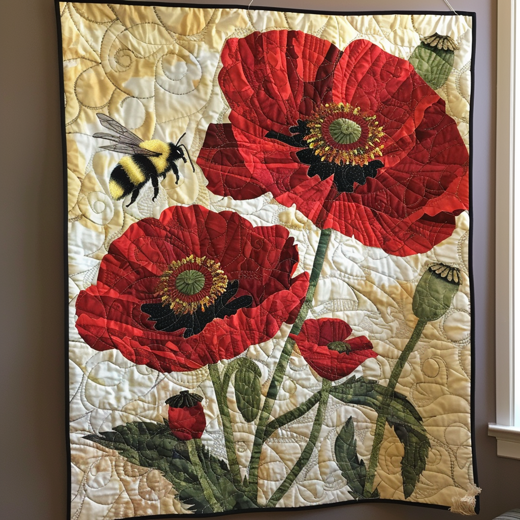 Crimson Serenade Quilted Blanket