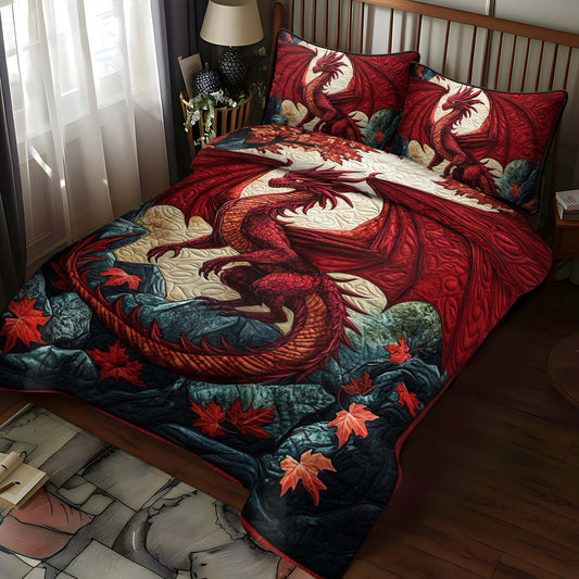 Crimson Blaze 3-Piece Quilted Bedding Set