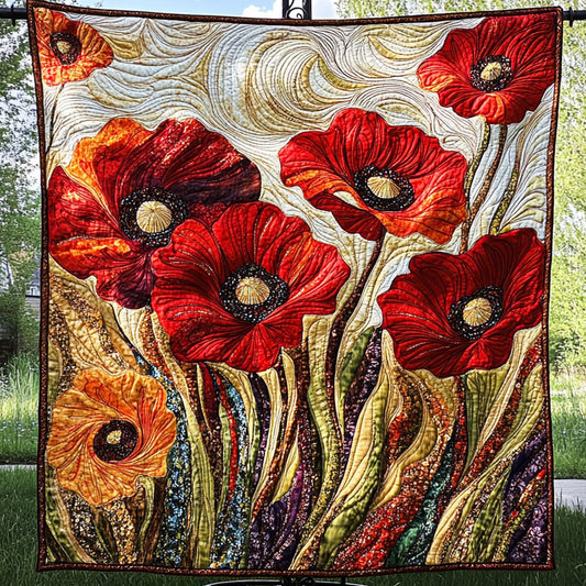 Crimson Dream Quilted Blanket