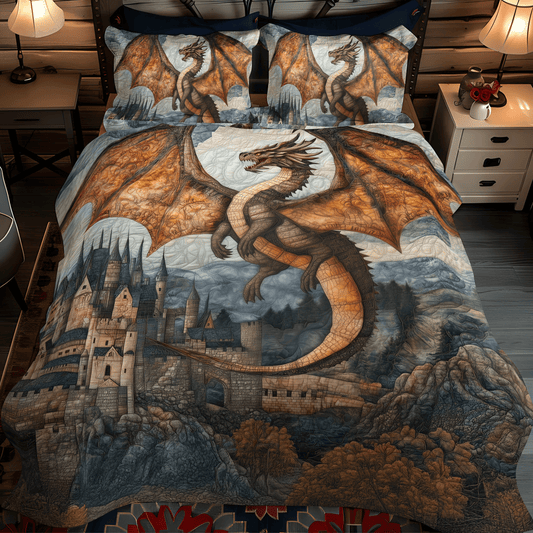 Crimson Ember 3-Piece Quilted Bedding Set