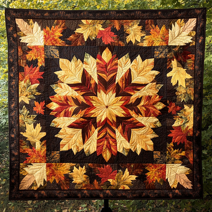 Crimson Fall Breeze Quilted Blanket