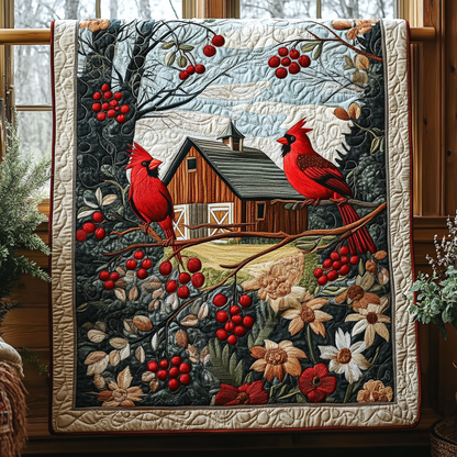 Crimson Harmony Quilted Blanket