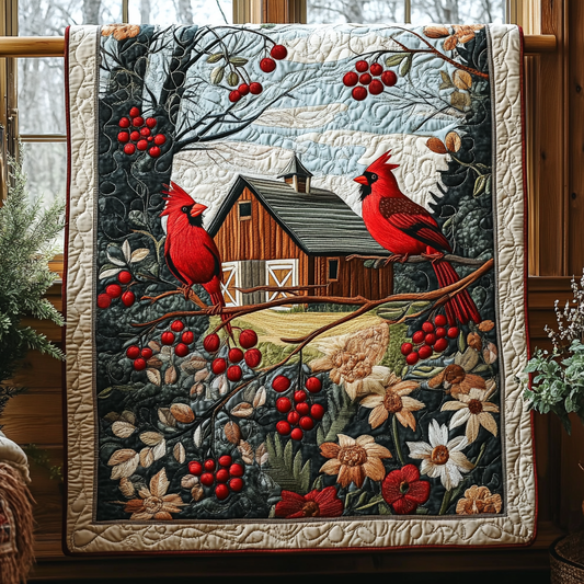 Crimson Harmony Quilted Blanket