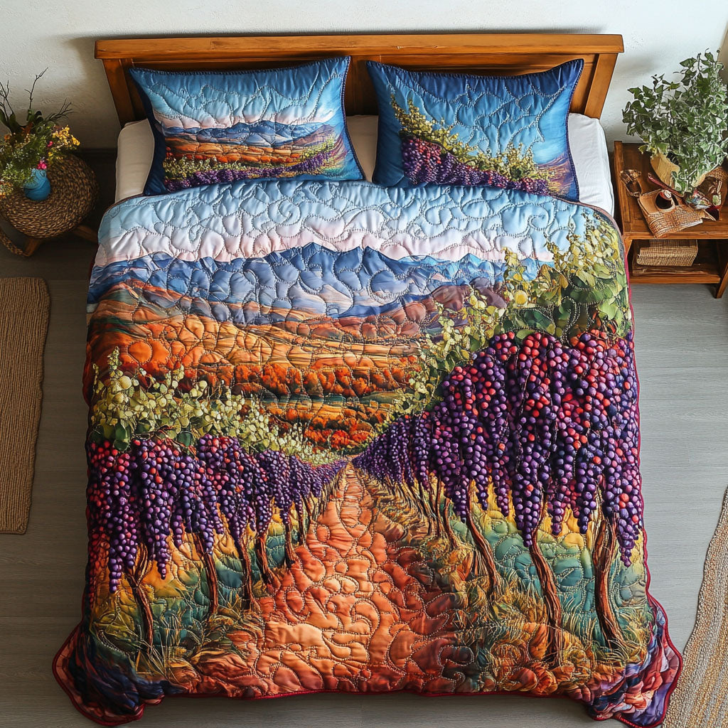 Crimson Harvest 3-Piece Quilted Bedding Set