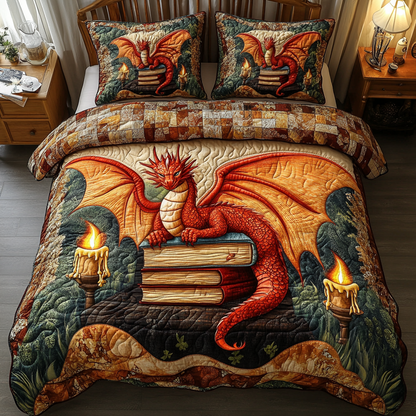 Crimson Inferno 3-Piece Quilted Bedding Set