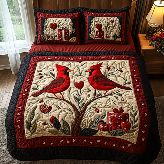 Crimson Pair 3-Piece Quilted Bedding Set