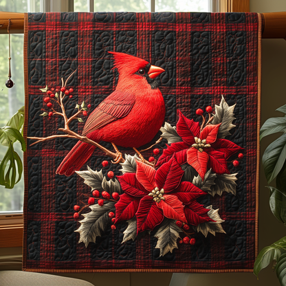 Crimson Perch Quilted Blanket