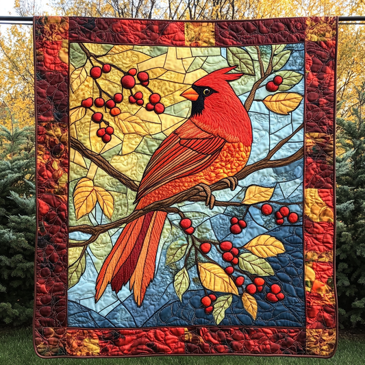 Crimson Serenity Quilted Blanket