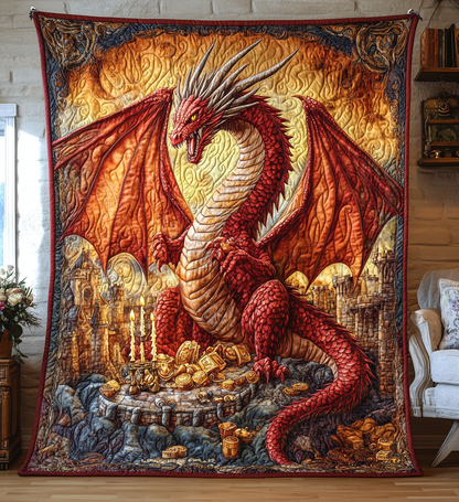 Crimson Sovereign Quilted Blanket