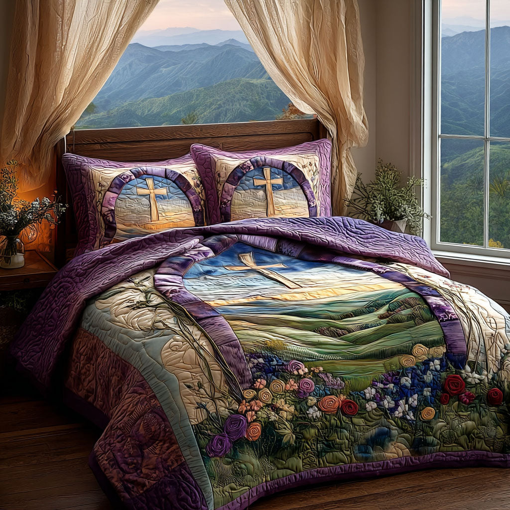 Cross of Grace 3-Piece Quilted Bedding Set