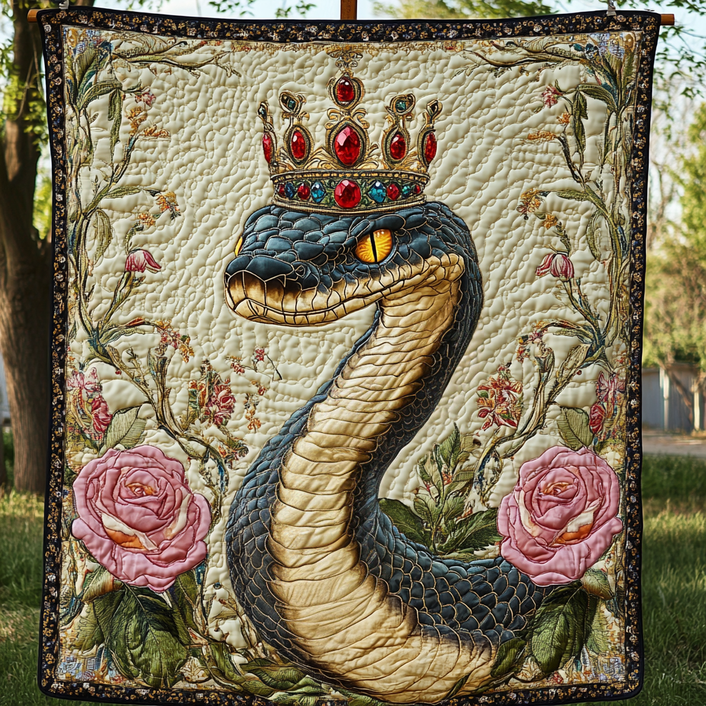Crown Snake Quilted Blanket