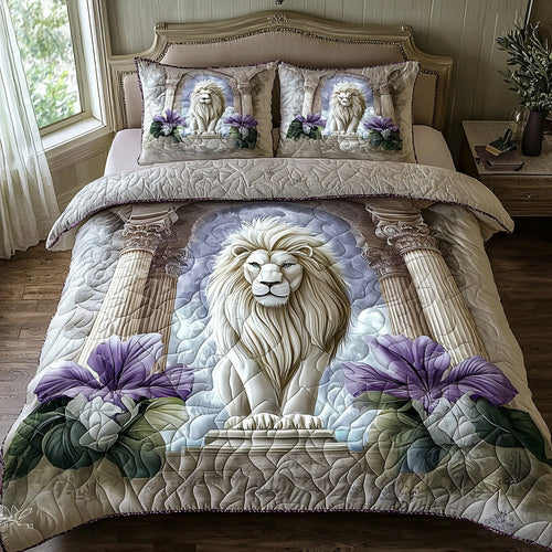 Crowned Lion 3-Piece Quilted Bedding Set