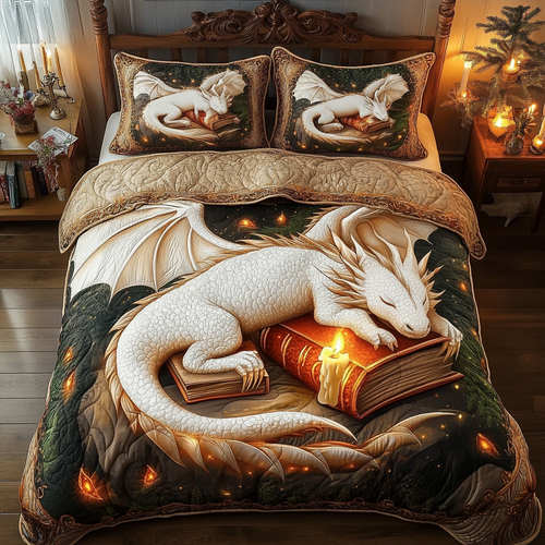Cuddling Dragon 3-Piece Quilted Bedding Set