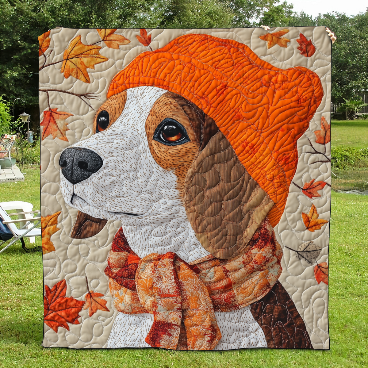 Cuddly Beagle Quilted Blanket