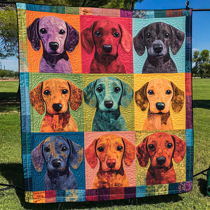 Cuddly Dachshund Quilted Blanket