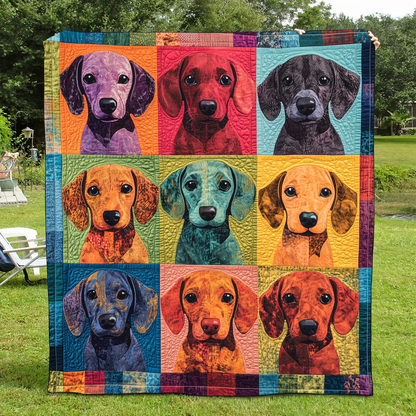 Cuddly Dachshund Quilted Blanket